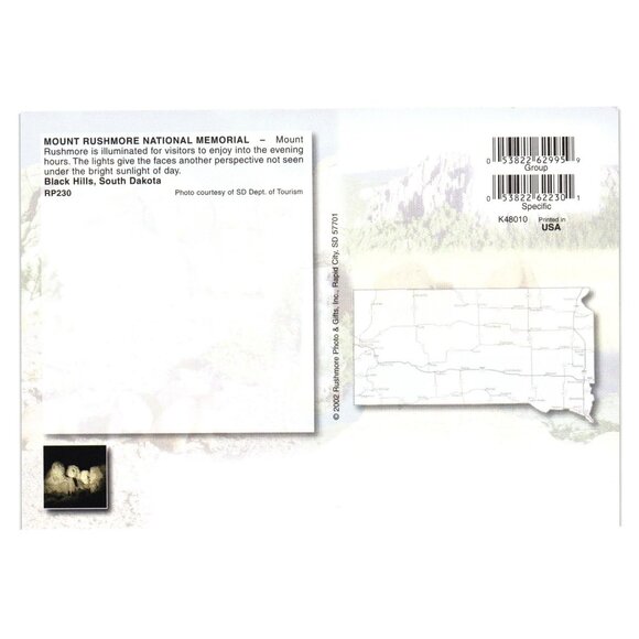 Mount Rushmore National Memorial Postcard Black Hills South Dakota 2002 USA - Picture 2 of 2